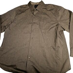 Tommy Bahama Shirt Mens 2XL Gray Button Up Long Sleeve Casual Pocket 100% Cotton